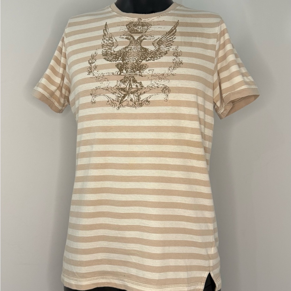 Guess Men’s Tan Striped Imperial Eagle Graphic Tee